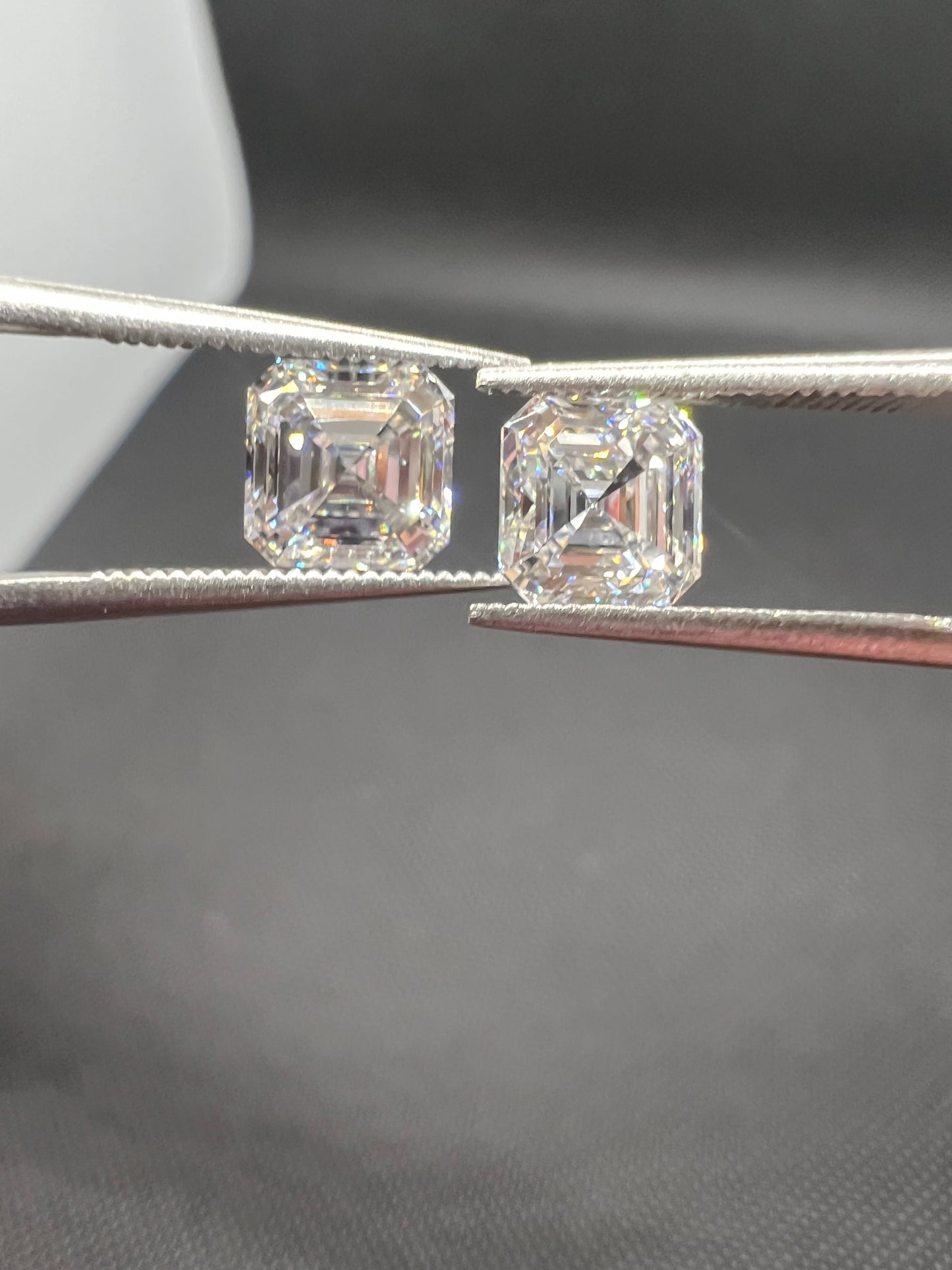 Matched Pair – 2.10 Total Carat Lab Grown Asscher Cut Diamonds | E VVS2