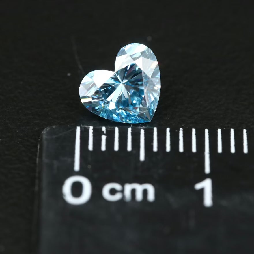 1.03 Carat Fancy Vivid Blue Lab Grown Heart Cut Diamond